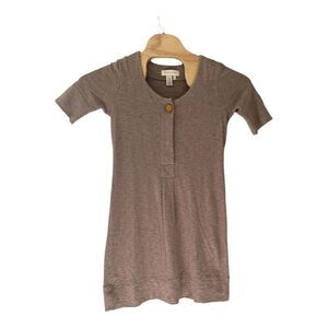 Territory Ahead Womens Shirt Dress Button Crewneck Mini Cotton Blend Small Tan